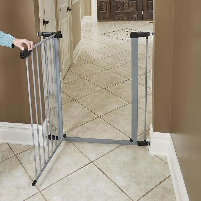 MidWest Homes for Pets 39-Inch High Walk-thru Pressure Mounted Gray Steel Dog - Image 5