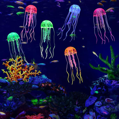 Lpraer 6 Pack Glow Jellyfish Floating Fish Tank Decorations Glowing Effect by Lpraer