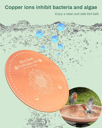 Bird Bath Purification Disk Pure Copper Outside Winter Solar Power Birdbath - Image 2