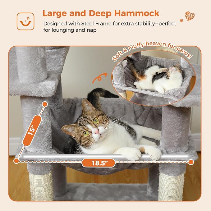 Cat Tree for Indoor Cats, 64.5" Tall Cat Tower - Image 4