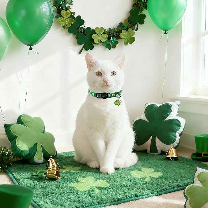 2 Pack St.Patrick's Day Kitten Collars, DOGWONG Cute Shamrock Breakaway Kitty - Image 6