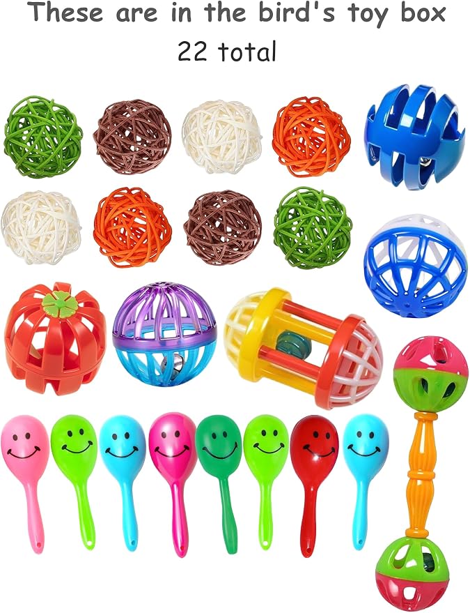 22-Pack Bird Toys for Parakeets & Small Birds – Colorful Cage Fun - Image 3