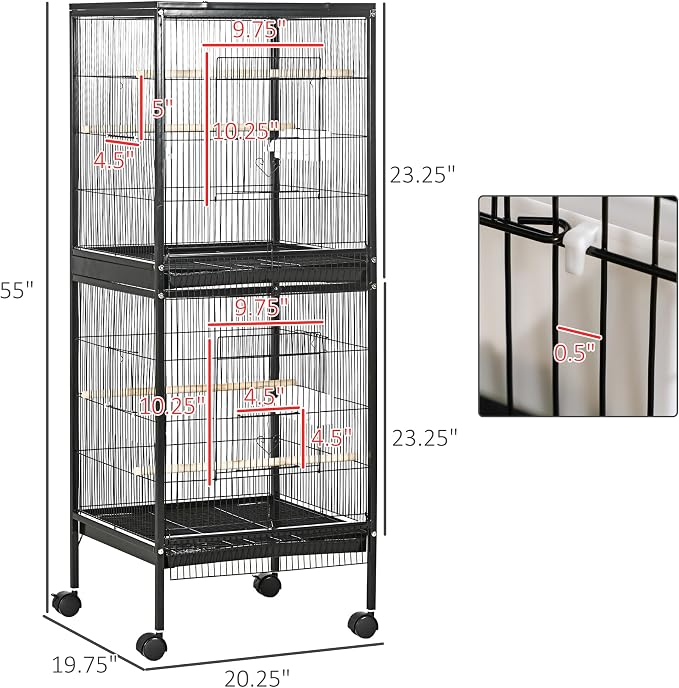 PawHut Large Bird Cage with 1.7 ft. Width - Image 7