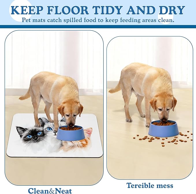 Cute Cats Pet Food Mat for Cats and Dogs–Christmas Stocking Absorbent Quick Dry - Image 5