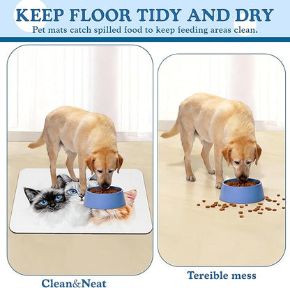 Cute Cats Pet Food Mat for Cats and Dogs–Christmas Stocking Absorbent Quick Dry - Image 5