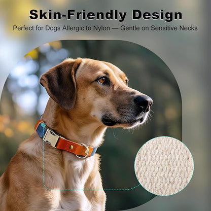 Plutus Pet Genuine Leather & Hemp Dog Collar – Adjustable Heavy Duty Pet Collar - Image 4