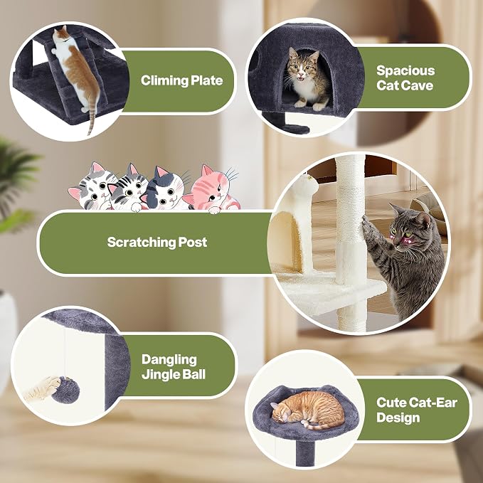54 Inches Cat Tree Tower, Cat Tree Tower Condo - Image 4