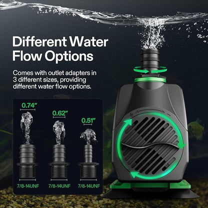 VIVOSUN 800GPH Submersible Pump, Ultra Quiet Water Fountain Pump - Image 3