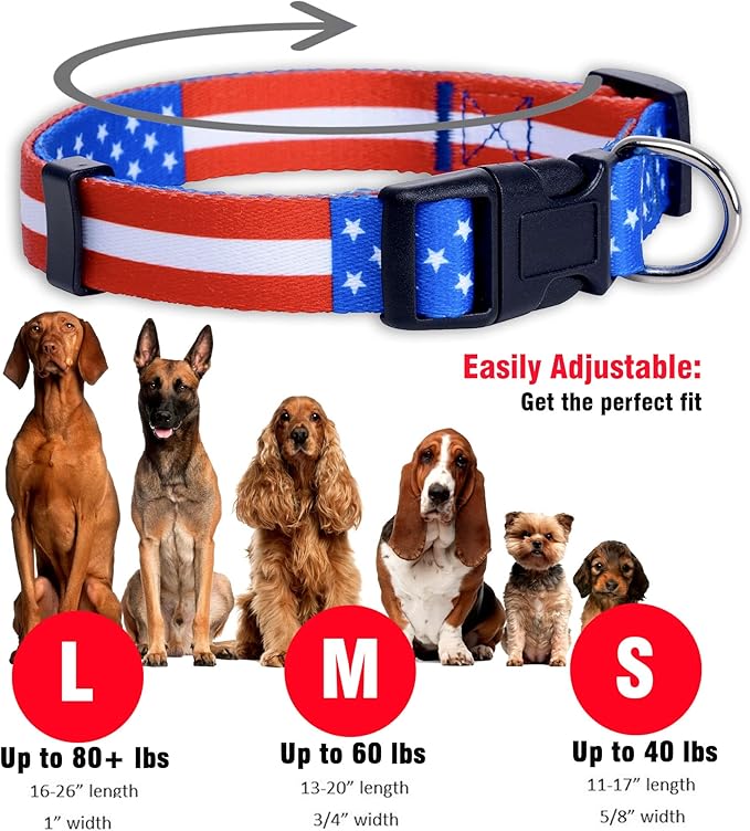 Native Pup American Flag Dog Collar- Red White and Blue- Patriotic Collars - Image 3
