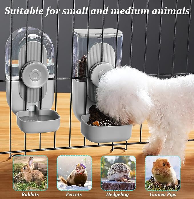 Kenond Hanging Automatic Food Water Dispenser, 35oz Rabbit Feeder Guinea Pig - Image 3