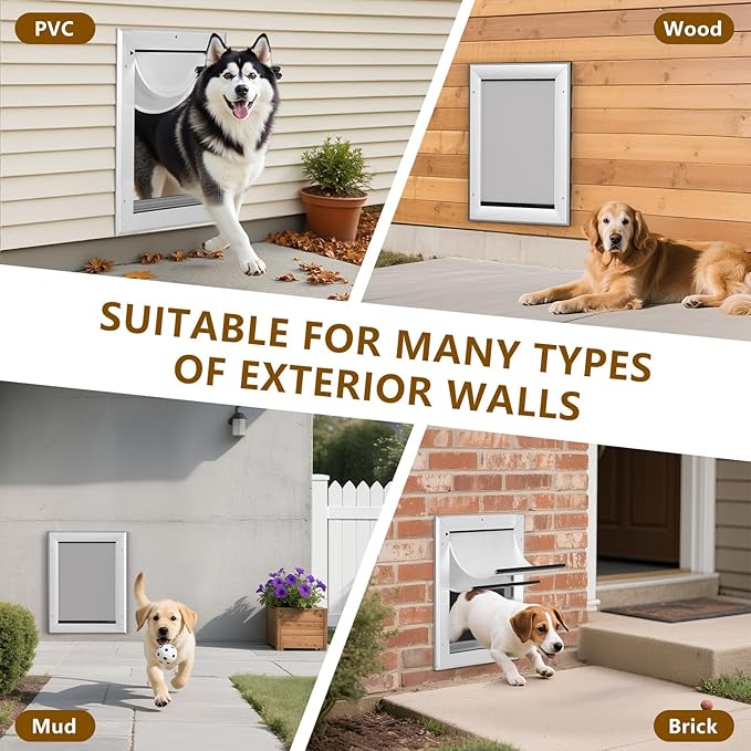 Ownpets Aluminum Dog Door for Wall and Door, Double Flap Energy Efficient - Image 2