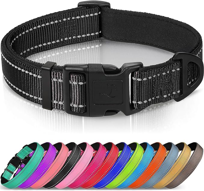 Joytale Reflective Dog Collar, Soft Neoprene Padded, Metal D-Ring, Nylon Pet by Joytale