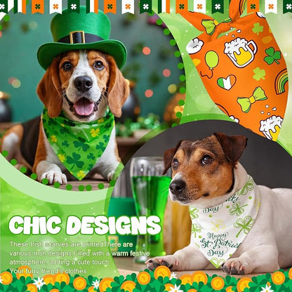 Abbylike 50 Pcs St Patrick's Day Dog Bandanas Bulk Green Shamrocks Bandanas - Image 2