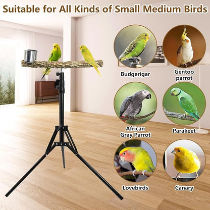 kathson 28-60inches Height Adjustable Bird Perch, Pepperwood Parrot Perch Stand - Image 7