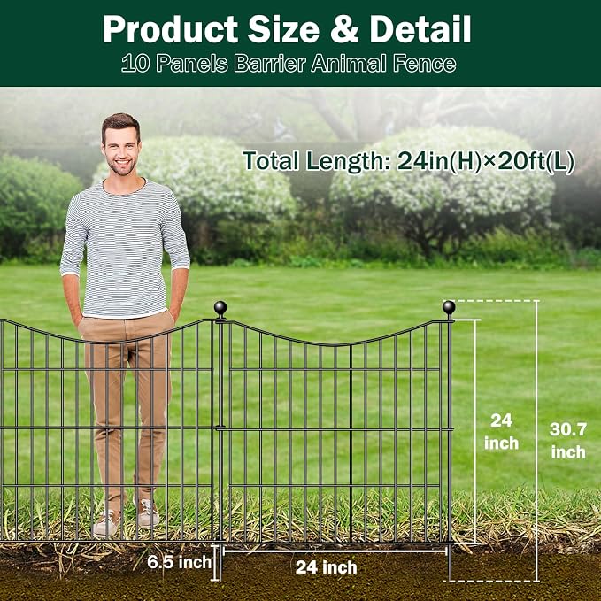 10 Panels No Dig Dog Fence Outdoor - Image 2