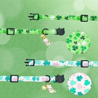 St Patrick's Day Cat Collar-2 Pack Cat Collars Trefoil Cat Collar Breakaway - Image 4