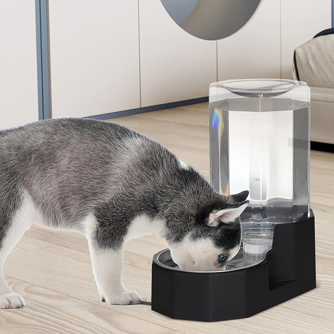 Sfozstra Dog Water Bowl Dispenser: 6L Large Black Gravity Stainless Steel Bowl - Image 6