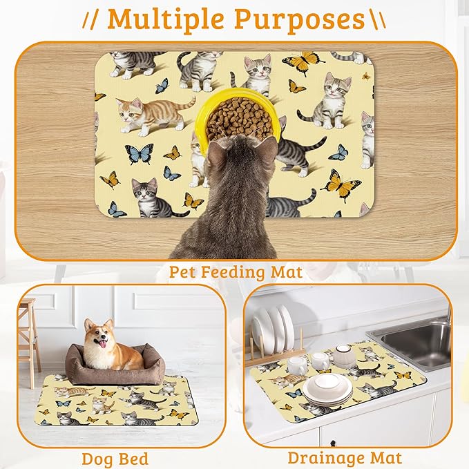 Dog Bowl Mat, Cute Cats Pet Feeding Mat - Image 7