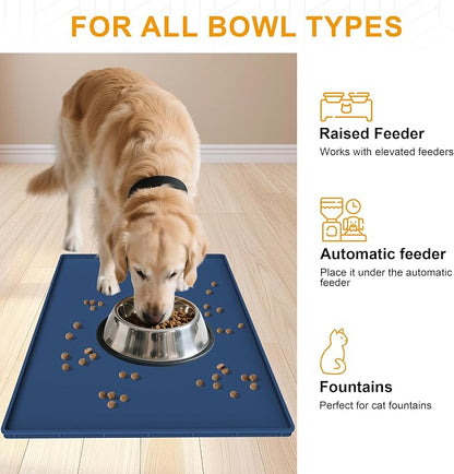 Mofason Pet Food Mat Waterproof Dog Mat 24”x16” Large – 0.5” inch Raised Edge - Image 6