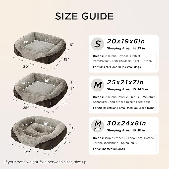 Bedsure Washable Dog Bed Small Dog＆Cat- Rectangle Fluffy Plush Kitten Puppy Bed - Image 7