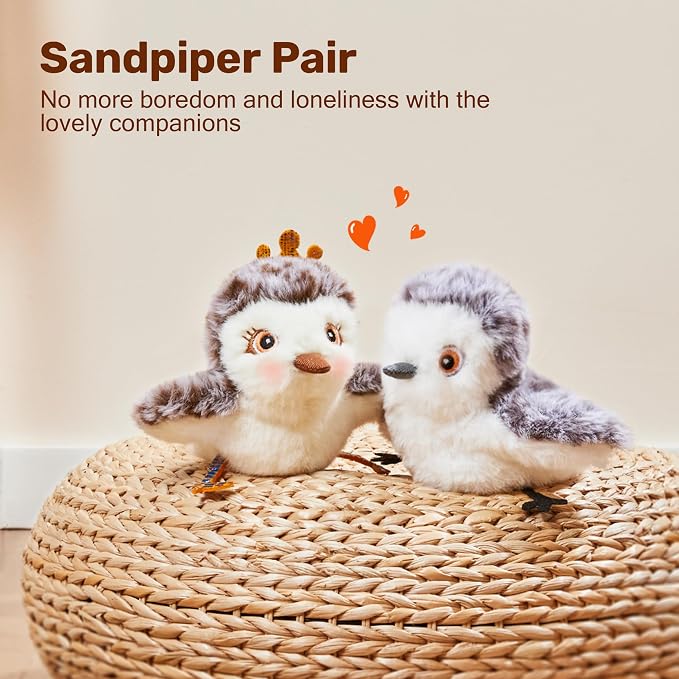 Potaroma Cat Toys 2 Pcs Flapping Sandpiper Pair-Mate, Lifelike Birds Chirp - Image 6