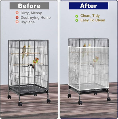 Universal Bird Cage Seed Catcher Net, Stretchy Band Skirts Bird Cage Net - Image 4