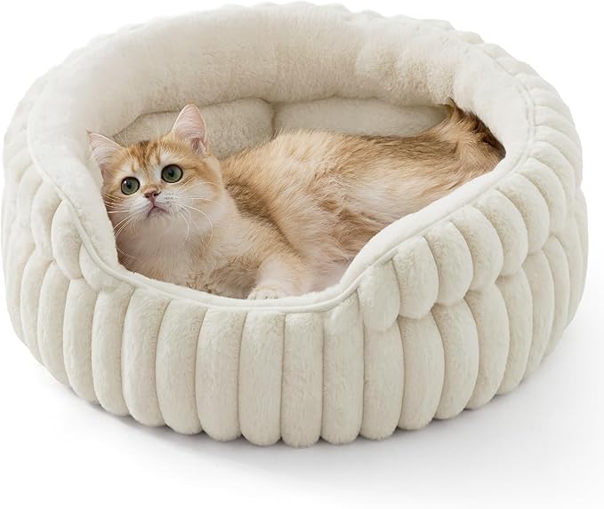 Bedsure ComfyFleece™ Small Cat Bed, Washable Round Cute Pet Beds by BEDSURE