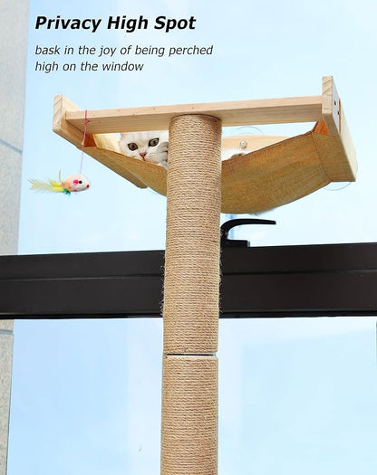Cat Window Perch with Tall Scratching Posts, Inside 46" Climbing Tree Hammmock - Image 7