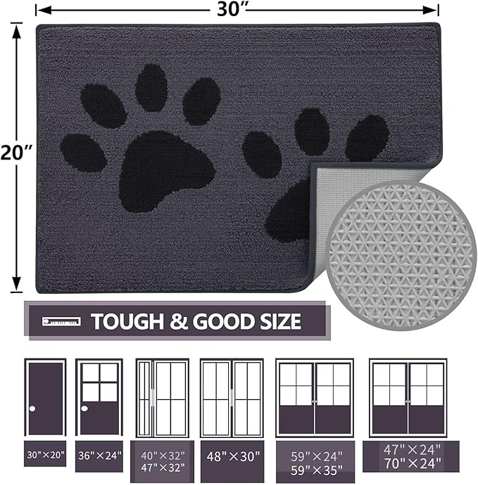 Buganda Dog Door Mat for Muddy Paws, Absorbent Dirt Trapper Washable Indoor - Image 2