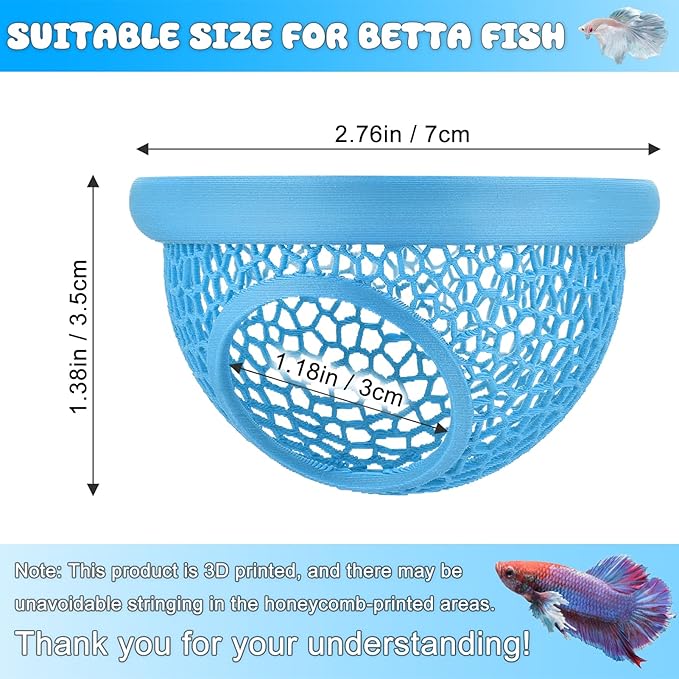Blue Floating Betta Hide & Shrimp Cave: 3-in-1 Aquarium Hammock, Feeder & - Image 3