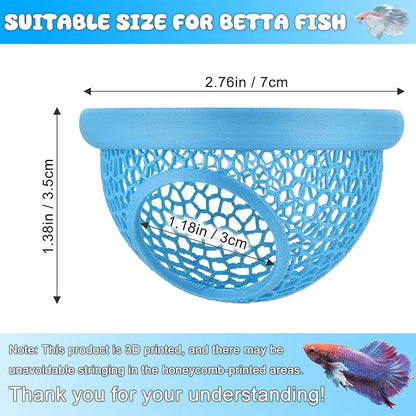 Blue Floating Betta Hide & Shrimp Cave: 3-in-1 Aquarium Hammock, Feeder & - Image 3