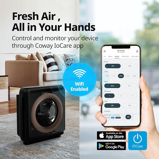 COWAY Air Purifier for Home Up to 1, App-Enabled Smart Technology, Compatible - Image 10