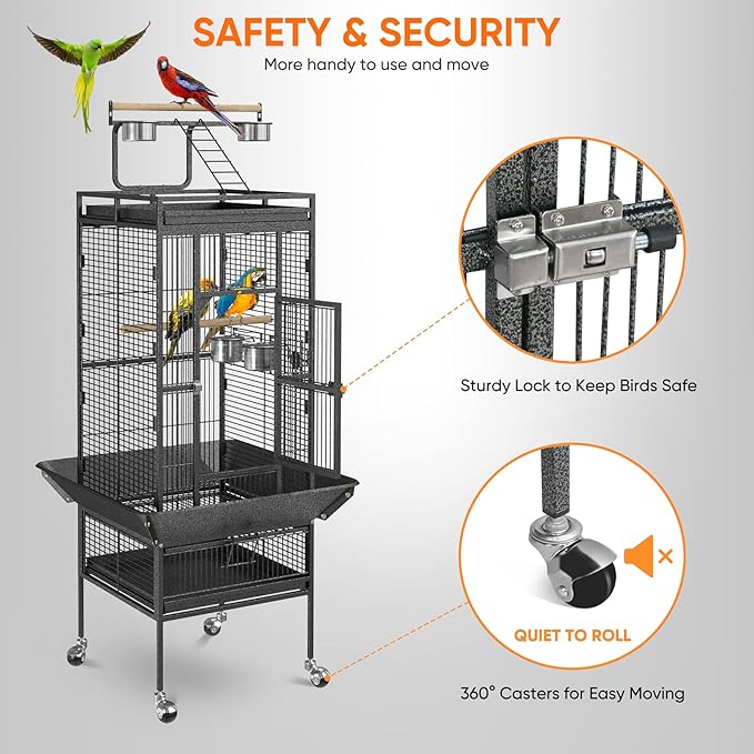 SUPER DEAL PRO 61-inch 2in1 Large Bird Cage - Image 3