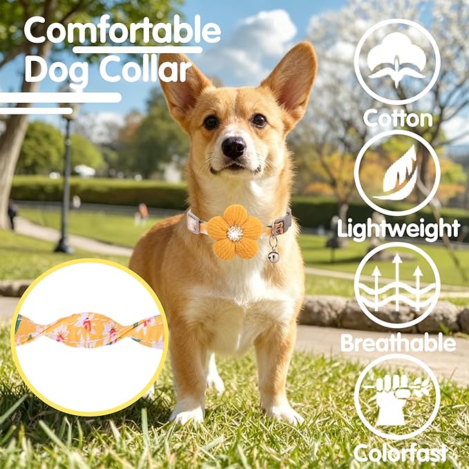 Medium Dog Collar with Flower, Dog Collars - Image 4