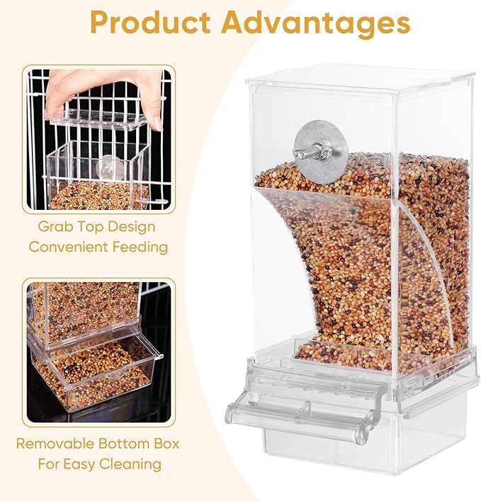 No Mess Bird Feeder for Cage, Automatic Drinker for Parakeet, Canary & Budgies - Image 4