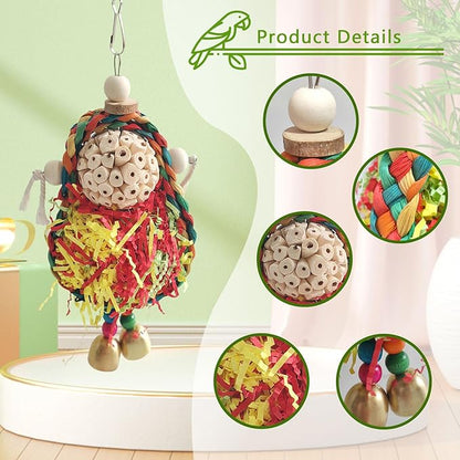 Bird Hoop Swing and Parakeet Toys, Natural Sola Balls and Shredding Hanging Toy - Image 3