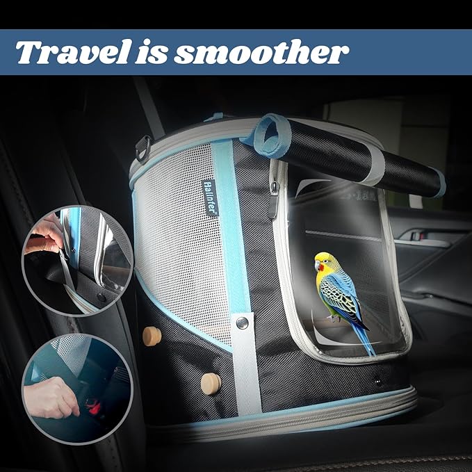 Small to Medium Bird Travel Carrier Cage, Portable Parrot Parakeet Cockatile - Image 7