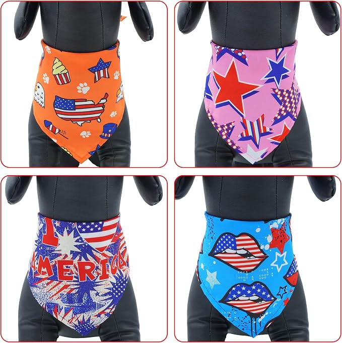30 Pcs Patriotic Small Dog Bandanas Bulk 25 Inch Independence Day Dogs Bandana - Image 4
