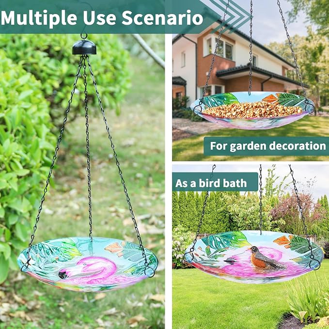 VCUTEKA Glass Hanging Bird Bath - Image 7