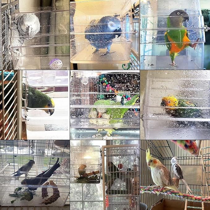Colorday Large Bird Bath for Cage, Parrot Bath for Parakeet, African Grey - Image 6