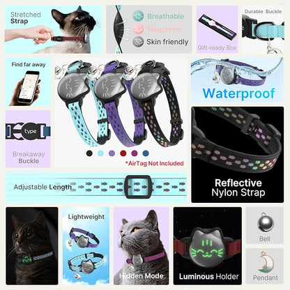 Waterproof Airtag Cat Collar, Breakaway Cat Airtag Collar - Image 2