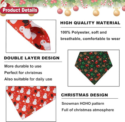 ADOGGYGO Christmas Dog Bandanas 2 Pack, Reversible Snowman Hoho Pattern Xmas - Image 5