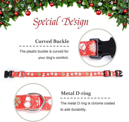 Christmas Dog Collar with Buckle Adjustable Safety Nylon Collars - Image 2