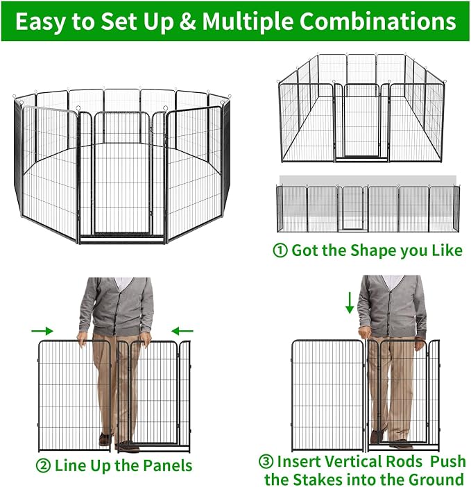 Dog Playpen Outdoor Extra Wide 12 Piece Panels Heavy Duty Dog Fence 47" Height - Image 7