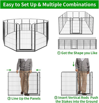 Dog Playpen Outdoor Extra Wide 12 Piece Panels Heavy Duty Dog Fence 47" Height - Image 7