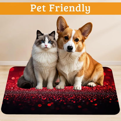 Red Gradienr Feeding Mat, Non-Slip Rubber Backing Mat, Cat Dog Accessories - Image 2