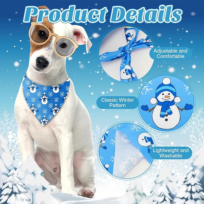 Sanwuta 50 Pcs Winter Dog Bandanas Bulk and Charm Collar Bow Ties Set 25 - Image 4