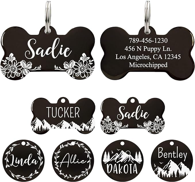 UltraJoys Stainless Steel Pet ID Tag Dog Name Tags Personalized Front and Back by UltraJoys