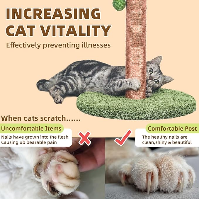 Meowoou Cat Scratching Post 33 Inch Tall Cat Scratcher - Image 4