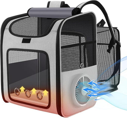 Cat Backpack Carrier with Built-in Cooling Fan & Heating Pad, Expandable Pet by Unknown